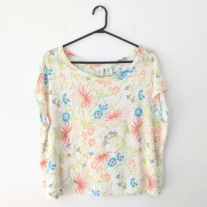 Joie Linen Boxy Floral Top in Size M